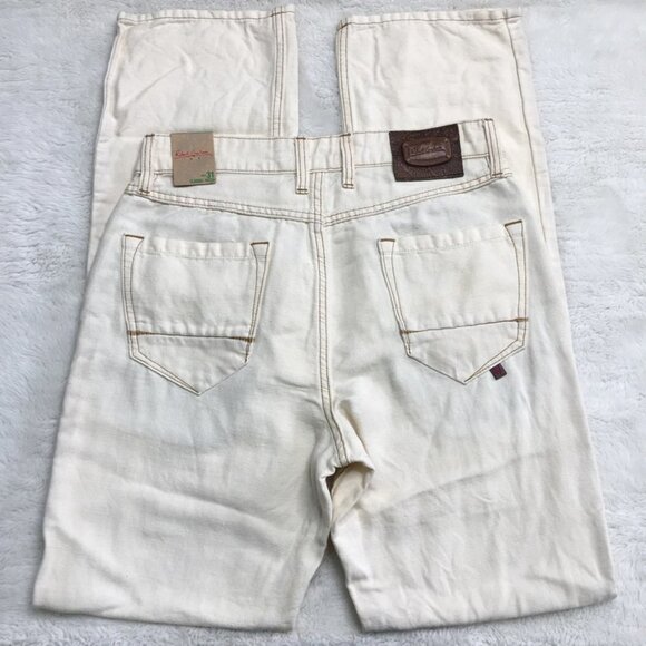New Robert Graham Men's Woody Cream Beige Jeans Size 31 x 35"
